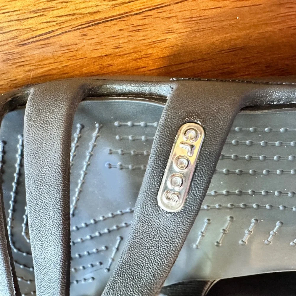 Crocs Wedge Sandals Women Size 8 Black Strappy Slide Comfort Casual Summer